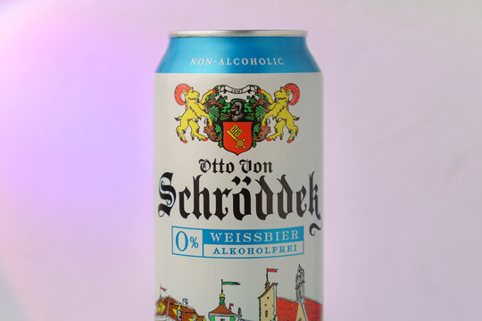 Tyumen, Russia-November 02, 2022: Otto Von Schrodder Premium Lager Germany, Dresden . Weissbier alcoholfree