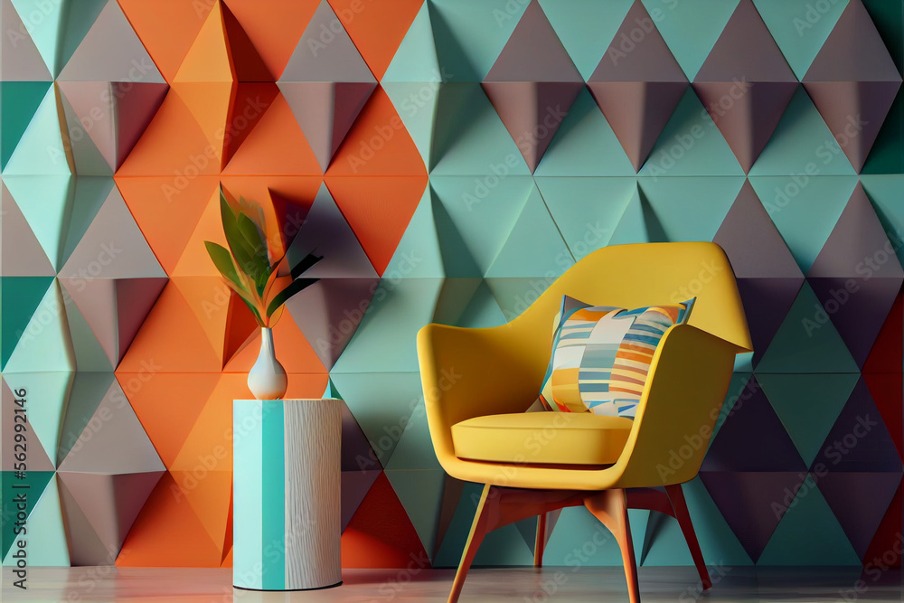 Poster Minimalism chair retro style concept. Background pattern for design.