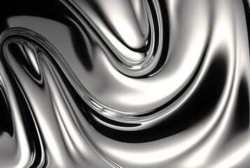 shiny chrome silver swirl, melted surface graphic texture background, generative ai - obrazy, fototapety, plakaty