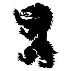Logo heráldica con silueta de oso medieval de pie - obrazy, fototapety, plakaty