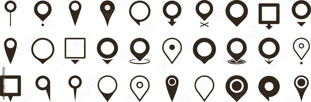 Poster set of map pointers icon