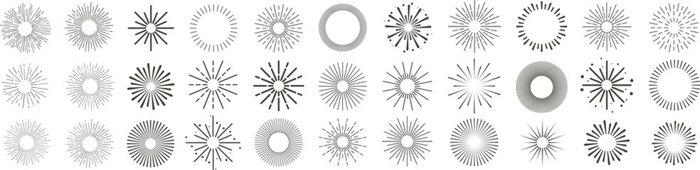 Obraz premium Sun rays hand drawn, linear drawing