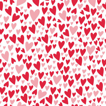 seamless background with pink and red hearts. Valentine's Day. Decoration of Valentine's Day materials.