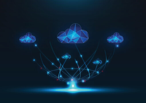 Multiple Cloud Symbol Vector Illustration, 2D Cloud, 3D Cloud, Multi-cloud Work Connected Data.