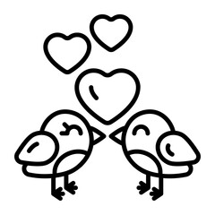 Beautiful vector icon of love birds, editable style