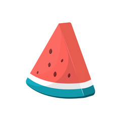 Triangular watermelon slice on isolated background, Vector illustration.