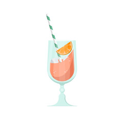 Orange fruit refreshing cocktail on isolated background, Vector illustration.