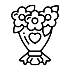 Bunch of flowers, beautiful icon of bouquet in trendy style