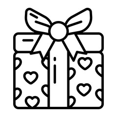 A beautiful wrapped gift box with decorative ribbon bow, an icon of gift box