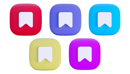 3d rendering bookmark icon save button squircle shape collection