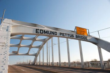Edmund Pettus Bridge, Selma, Alabama,  site of the Bloody Sunday Police Riot on March 7, 1965 against peaceful demonstrators for voting rights.