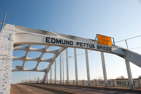 Edmund Pettus Bridge, Selma, Alabama,  site of the Bloody Sunday Police Riot on March 7, 1965 against peaceful demonstrators for voting rights.