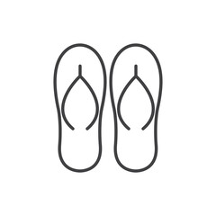 Flip flops sandal outline style icon set. Vector graphic