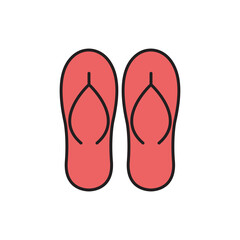 Flip flops sandal filled color style icon set. Vector graphic
