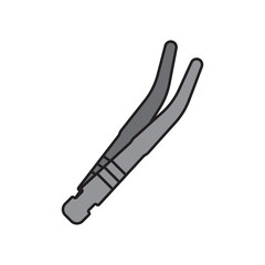 Dental tweezers filled color icon. linear style sign for mobile concept and web design.