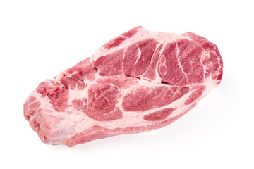 Raw pork shoulder steaks, isolated on white background. High resolution image.