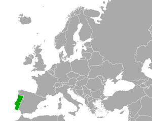 Fototapeta premium Karte von Portugal in Europa