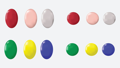 3d illustration.
oval and round candies.