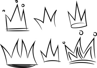 Crown graffiti logo icon. Black element isolated on white background. Vector illustration.	