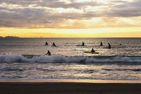 A view of young lifesavers practicing on a winter morning.