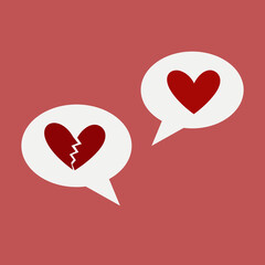 Love chat, dialog vector illustration, potion, Valentine's day, hearts, love, pink, red, for print, background, icon, design, symbol, cute, couple, cartoon, textile, sweethearts, gift card