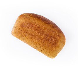 Black bread in the form of a brick on white background