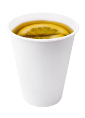 tea with lemon in a plastic cup