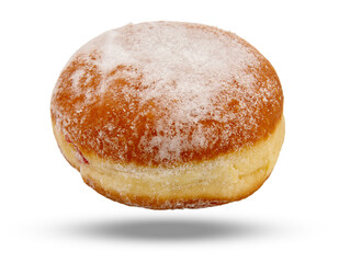 German Krapfen, donut sprinkled with powdered sugar fried for carnival, in Italy called bombolone, - obrazy, fototapety, plakaty