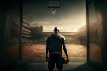 Closeup of a man holding a basketball background 
,Generative ai