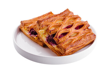 Delicious puff pastry with raspberry jam
