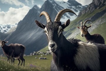 Fototapeta premium Goat portrait,Generative ai 