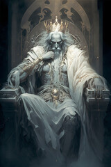 Ghost king sitting on a icy throne, generative AI