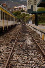 Fototapeta na wymiar Peso de Rega railway station in the Douro Valley in Portugal
