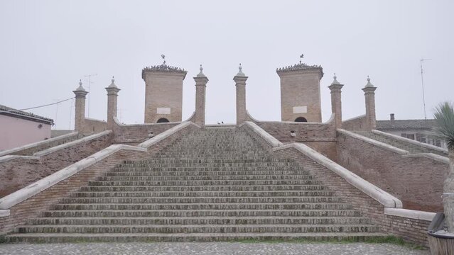 The Trepponti or Pallotta bridge is the most famous bridge in the city of Comacchio. The construction is made in brick.