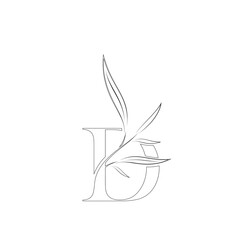 Aesthetic floral letter d line logo