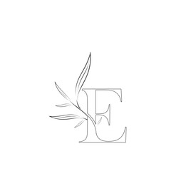 Aesthetic floral letter e line logo