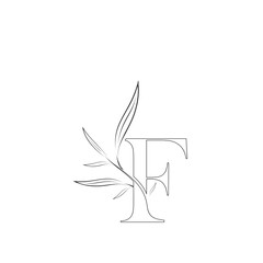 Aesthetic floral letter f line logo