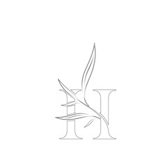 Aesthetic floral letter h line logo