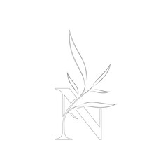 Aesthetic floral letter n line logo