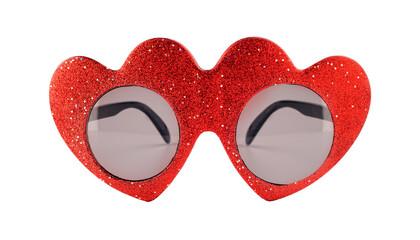 Heart shaped red glasses isolated