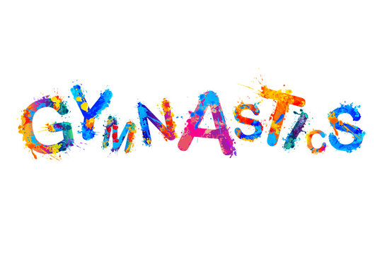 Gymnastics. Vector word of splash paint letters