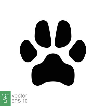 Paw print icon. Simple solid style. Footprint, black silhouette, dog, cat, pet, puppy, animal foot concept. Glyph vector illustration isolated on white background. EPS 10.