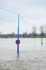 Poster Ein Halteverbotsschild im Rhein bei Hochwasser © Robert Poorten