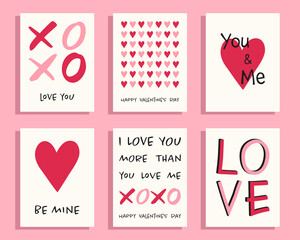Fototapeta na wymiar Valentine's day greeting cards set. 
