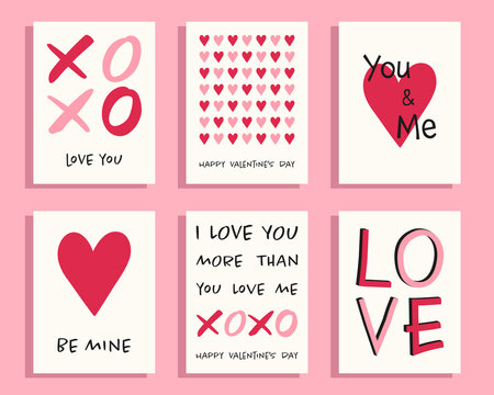 Valentine's day greeting cards set.	
