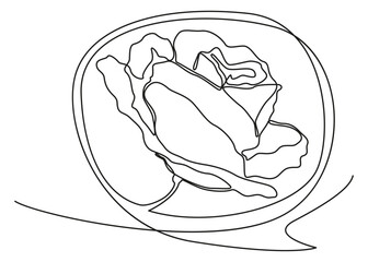 One continuous line of speech bubble with rose. Thin Line Illustration vector concept. Contour Drawing Creative ideas.
