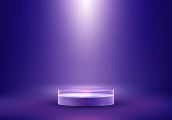 3D realistic crystal glass transparent podium pedestal stand product display