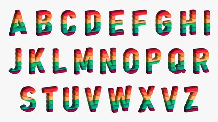 3D Alphabet with Pride LGBTQ rainbow flag colors, balloon style. Vector Illustration for your rainbow identity, transgender banner, gays and lesbians posters, bisexual design, etc.