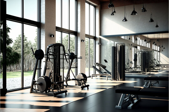 Modern Fitness Gym for Strength Training and Cardio, Generative ai