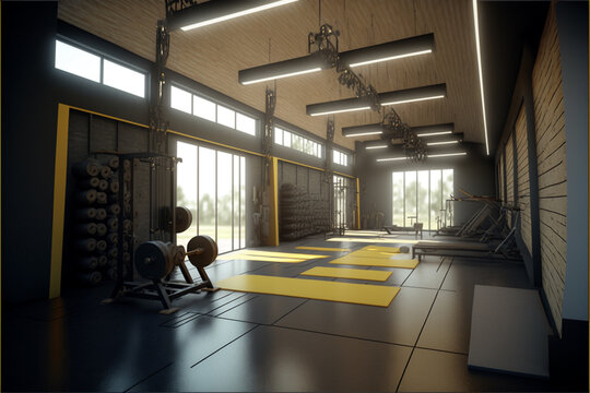 Modern Fitness Gym for Strength Training and Cardio, Generative ai